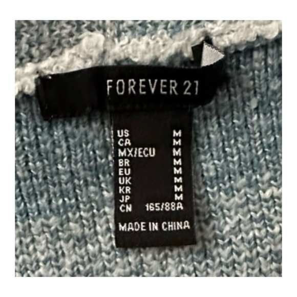 FOREVER 21 Women’s Knit Sweater Size M Button-down Blue Cardigan Plaid - Picture 7 of 8